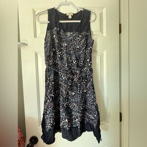 LOFT Navy Floral Midi Dress